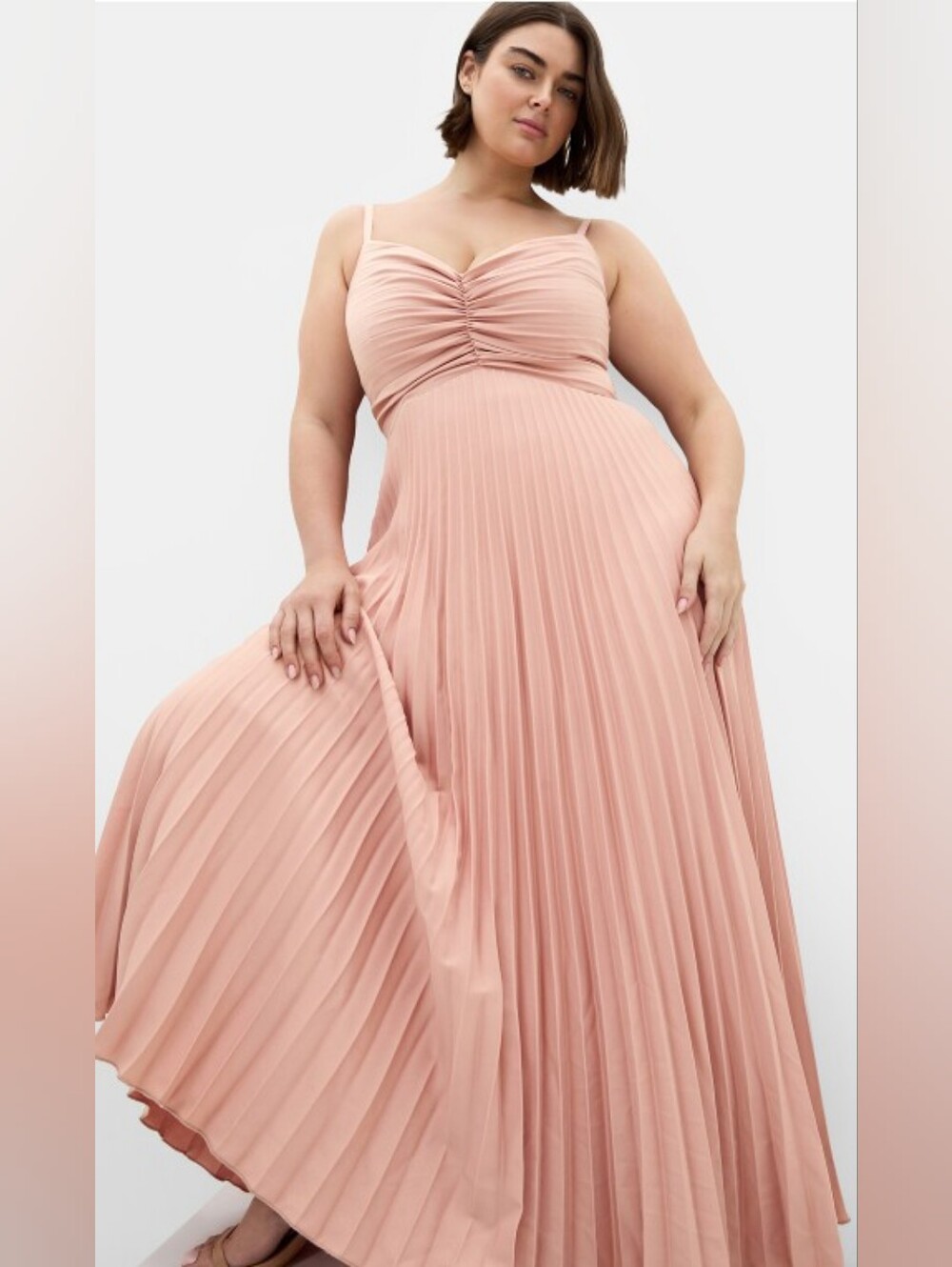 City Chic Ariana Pleat Maxi Dress - rose